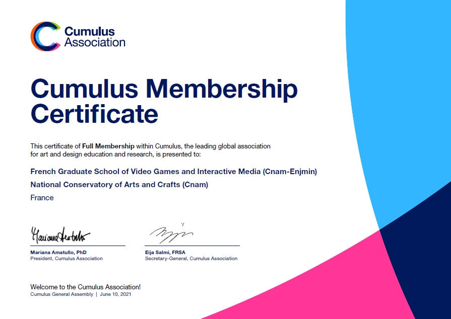Enjmin certificate membership Cumulus